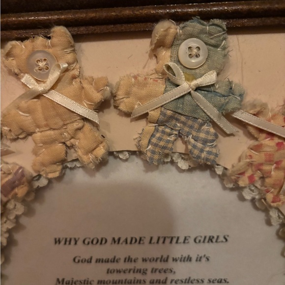 Decorative Framed Poem with Bear Accents why God Made Little Girls - Picture 3 of 6